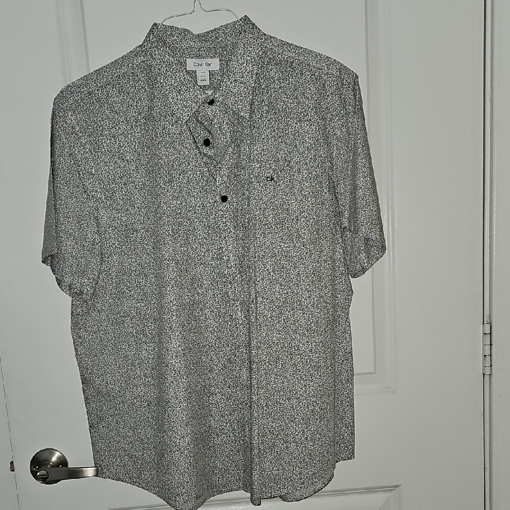 Mens Calvin Klein Black Design Casual Button Down Shirt